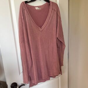Everleigh Dusty Peach Long Sleeve V-Neck Top xxl